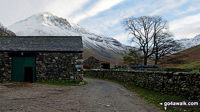 Walk c111 Scafell Pike from Wasdale Head, Wast Water - Great Gable from Burnthwaite Farm, Wasdale Head