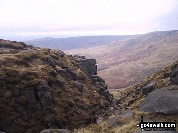 Walk d240 Kinder Downfall and Kinder Scout from Edale - Looking Down Red Brook from Kinder Scout