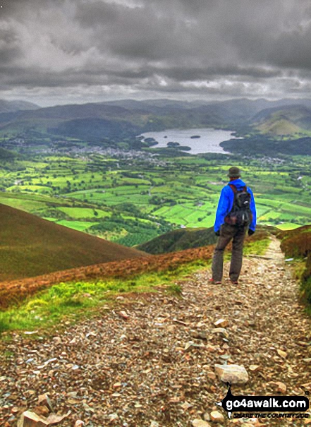 Walk c248 Skiddaw from High Side - Descending Carl Side towards the White Stones with a fine view of Derwent water