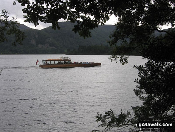 Walk c296 High Seat and Bleaberry Fell from Keswick - The Derwent Water Launch cruising Derwent Water from Brandlehow Bay