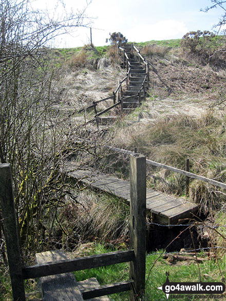 Walk s166 Butterton, Onecote and Upper Elkstone from Warslow - Crossing a stream on Moorside