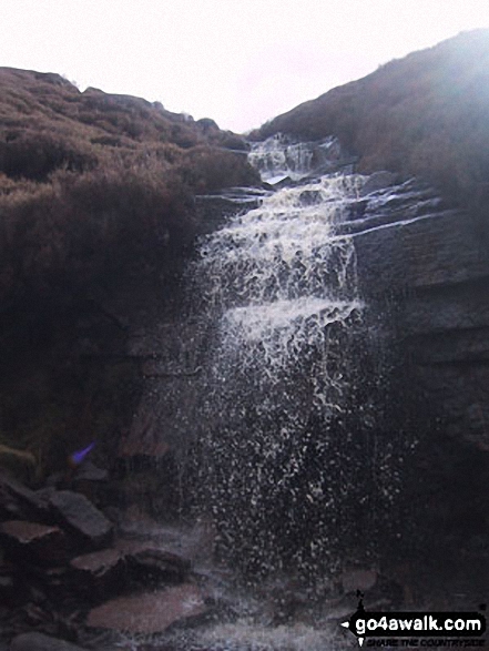 Walk d266 Bleaklow Head (Bleaklow Hill) from Woodhead Tunnel - Waterfall on Middle Black Clough