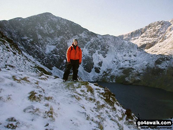 James Dexter on The Minffordd Path above Cwm Cau - with Cadair Idris (Penygadair) in the background 