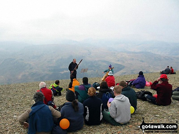 Walk c432 Helvellyn from Thirlmere - Musicians on the summit of Helvellyn