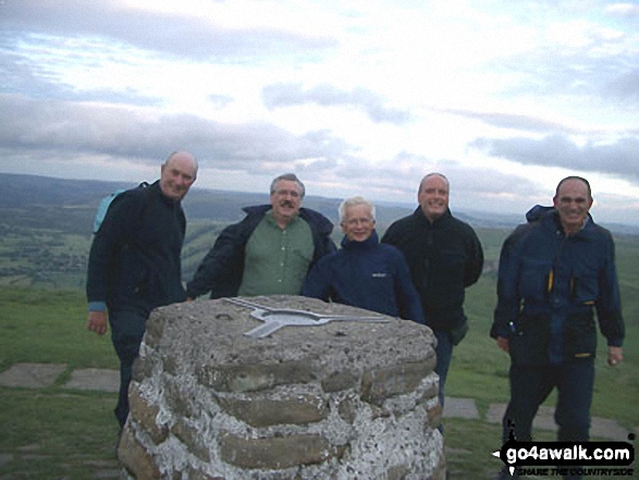 Me and my group of walking friends on Hollins Cross in The Peak District Derbyshire England