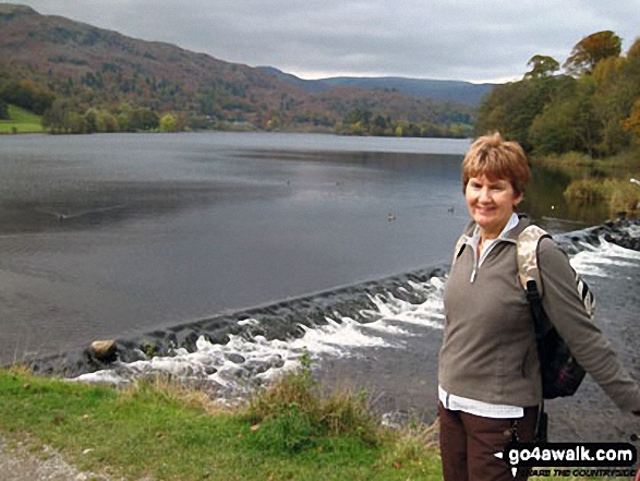 Walk c173 Easedale Tarn from Grasmere - Lorna Auty on the shore of Grasmere