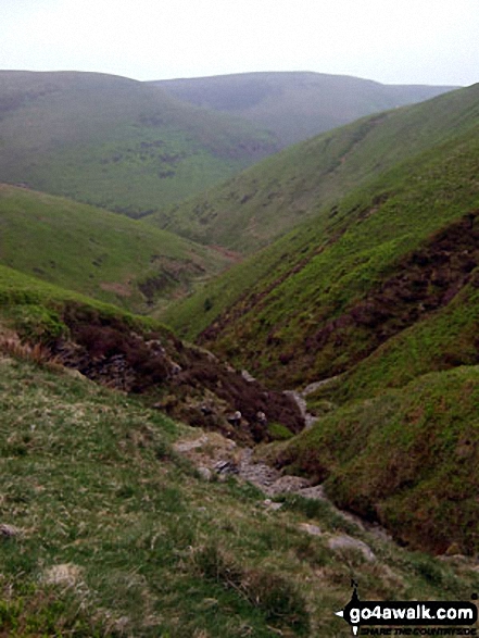 Walk po103 Bache Hill, Black Mixen and Great Rhos from New Radnor - Bache Hill and Harley Dingle from near Cross Dyke, Radnor Forest