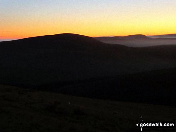 Corn Du and the Brecon Beacons from the summit of Pen y Fan just after sunset 