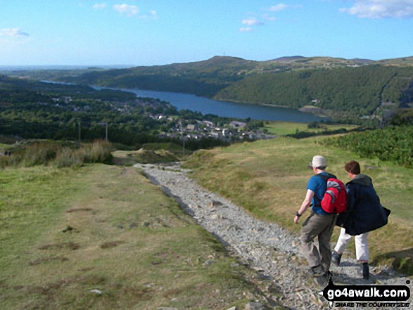 Walk gw126 Snowdon via The Llanberis Path - Approcahing Llanberis and Llyn Peris on the Llanberis Path up Snowdon (Yr Wyddfa)