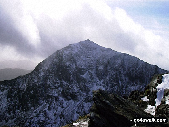 Snowdon (Yr Wyddfa) in the snow from Crib Goch