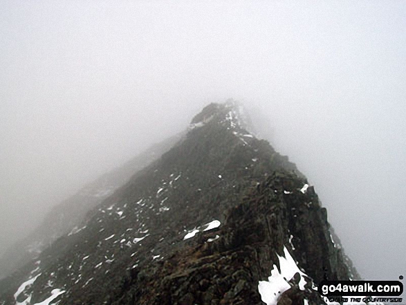 Walk gw153 Crib Goch from Pen y Pass - Crib Goch in the snow