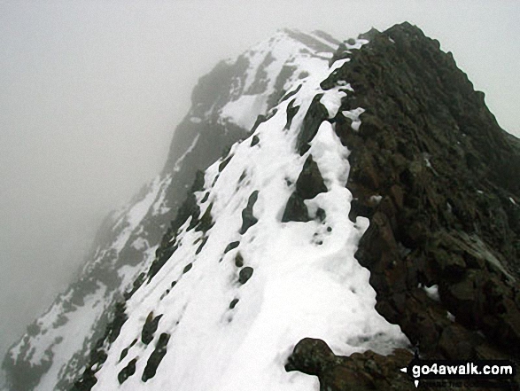 Walk gw153 Crib Goch from Pen y Pass - Crib Goch in the snow