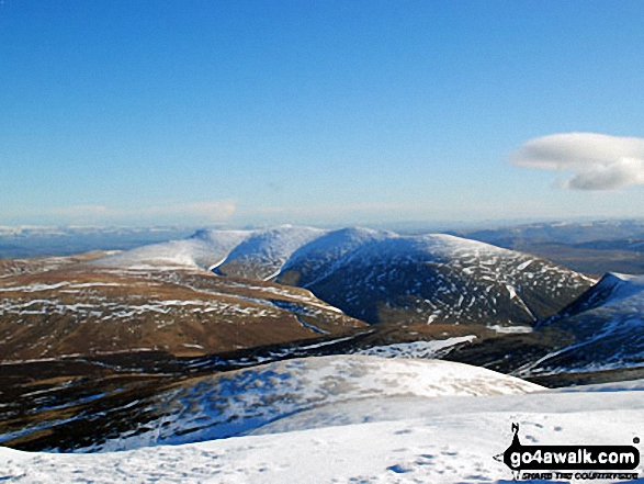 Walk c327 Dodd (Skiddaw) from Dodd Wood - A snow capped Blencathra or Saddleback (Hallsfell Top) viewed from the summit of Skiddaw