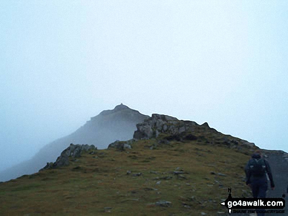 Walk gw186 Garnedd Ugain, Snowdon (Yr Wyddfa) & Moel Cynghorion from Llanberis - Approaching Snowdon (Yr Wyddfa) Summit