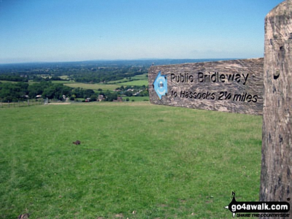 Signpost pointing to Hassocks near The Jack and Jill Windmills above Clayton 