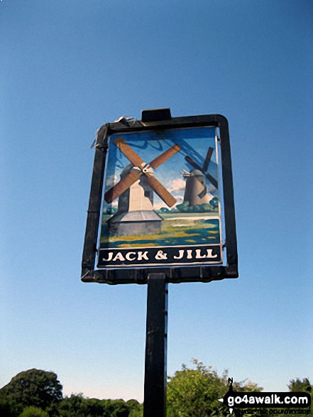 Walk ws100 Ditchling Beacon and Wolstonbury Hill from Clayton - Jack and Jill Pub Sign, Clayton