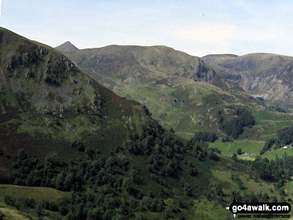 Walk c320 Arnison Crag from Patterdale - The shoulder of St Sunday Crag and Birks (left), Catstye Cam, Birkhouse Moor (centre) and Sheffield Pike from Arnison Crag, Patterdale