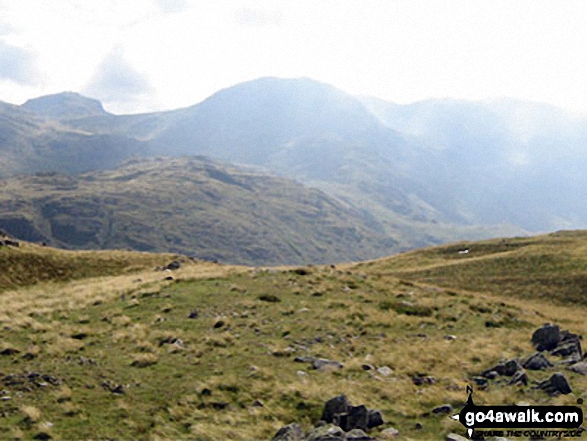 Esk Pike (far left), Great End (centre) and Scafell Pike from Base Brown