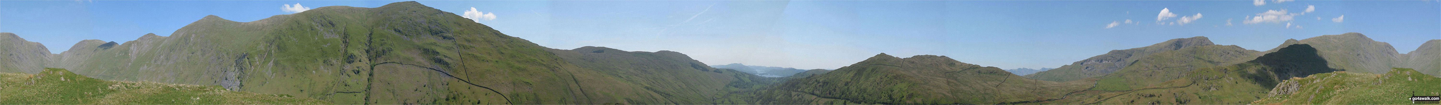 Walk c332 The Hagg Gill Round from Troutbeck - 360 degree panorama taken from the top of Troutbeck Tongue