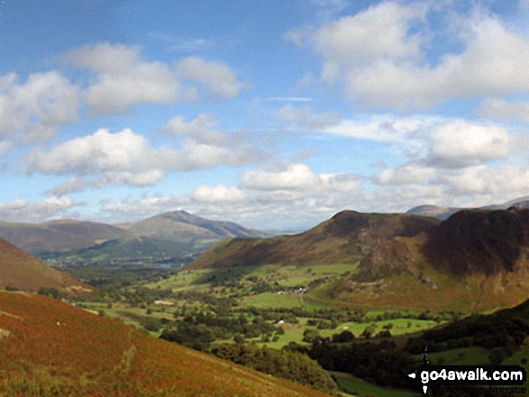 Keswick and The Skiddaw Masiff (distance) and Cat Bells (Catbells) (right) from Blea Crags