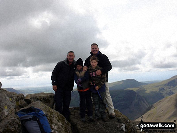 Walk c338 Great Gable and Kirk Fell from Honister Hause - Father and Sons on top of Great Gable