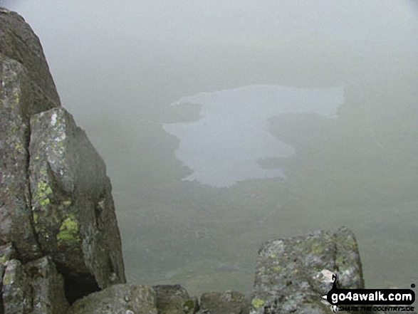 Walk gw102 The Welsh 3000's (Glyderau) from Llanberis - Llyn Bochlyd through the cloud from Glyder Fach