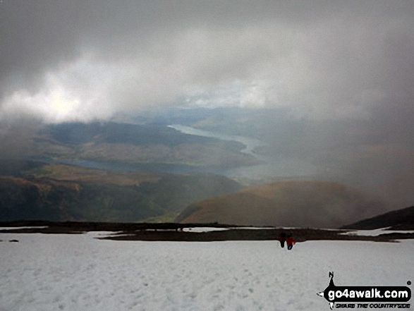 Loch Linnhe appearing out of the mist from the top of Ben Nevis