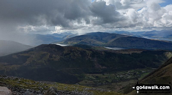 Walk h100 Ben Nevis via The Tourist Path from Achintee, Fort William - Looking east towards Loch Linnhe from the tourist path up Ben Nevis above Lochan Meall an t-Suidhe