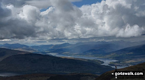 Walk h137 Ben Nevis and Carn Mor Dearg from Achintee, Fort William - Looking south east towards Loch Linnhe from the Fort William route up  Ben Nevis