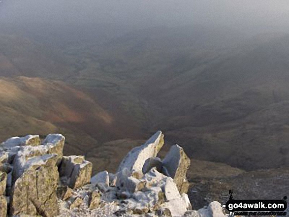 Walk c425 The Oxendale Fells from The Old Dungeon Ghyll, Great Langdale - Oxendale and Langdale from Gunson Knott (Crinkle Crags)