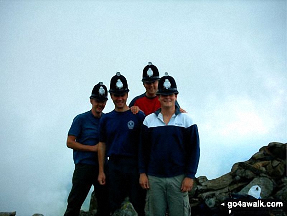 Walk c416 Scafell Pike from The Old Dungeon Ghyll, Great Langdale - Me and my walking friends from work on Scafell Pike