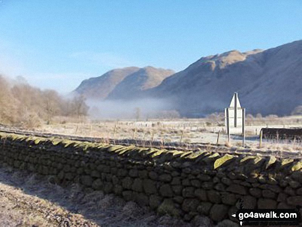 Walk c138 Brothers Water from Patterdale - Early Morning Mist nr Hartsop Village with The Angletarn Pikes and Place Fell in the background