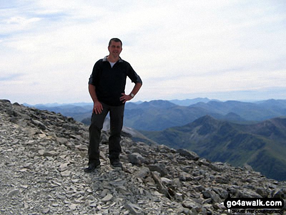 Walk h154 Ben Nevis and Carn Mor Dearg from The Nevis Range Mountain Gondola - Chris near the top of Ben Nevis