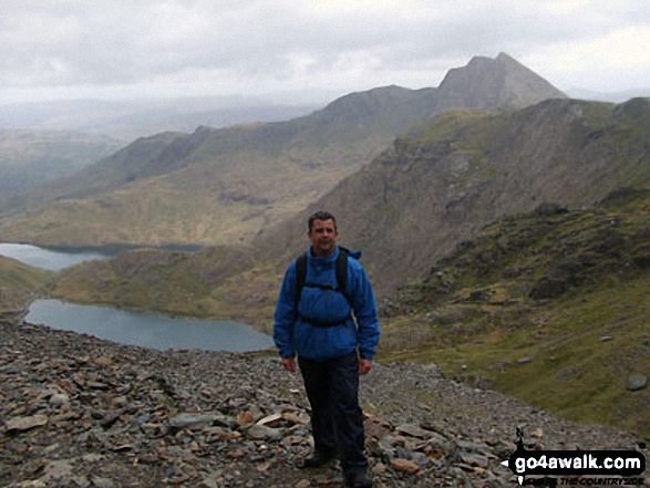 Walk gw158 Garnedd Ugain, Snowdon, Moel Cynghorion, Foel Gron and Moel Eilio from Llanberis - On the way up Snowdon (Yr Wyddfa) on the PYG track with Cribau and Y Lliwedd prominent in the background