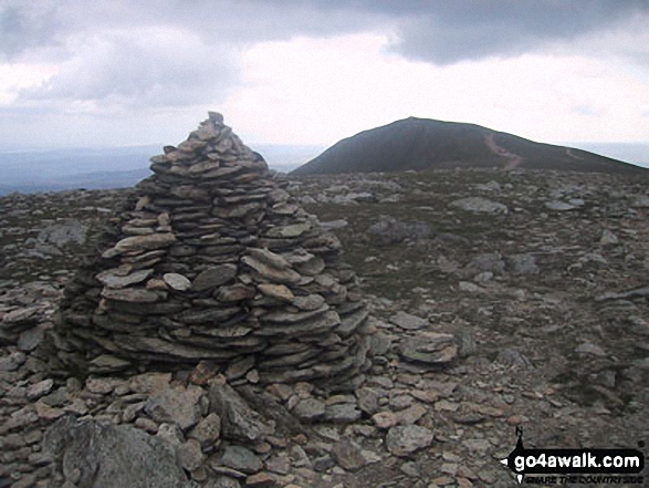 Walk c179 The Seathwaite Round from Seathwaite, Duddon Valley - The Old Man of Coniston from Swirl How summit cairn