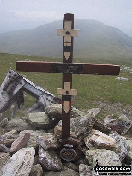 Walk c179 The Seathwaite Round from Seathwaite, Duddon Valley - The WW2 Halifax Bomber Memorial on Great Carrs