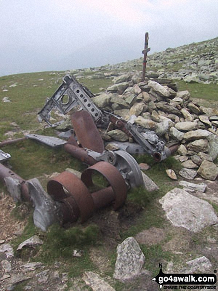 Walk c179 The Seathwaite Round from Seathwaite, Duddon Valley - The WW2 Halifax Bomber Memorial on Great Carrs