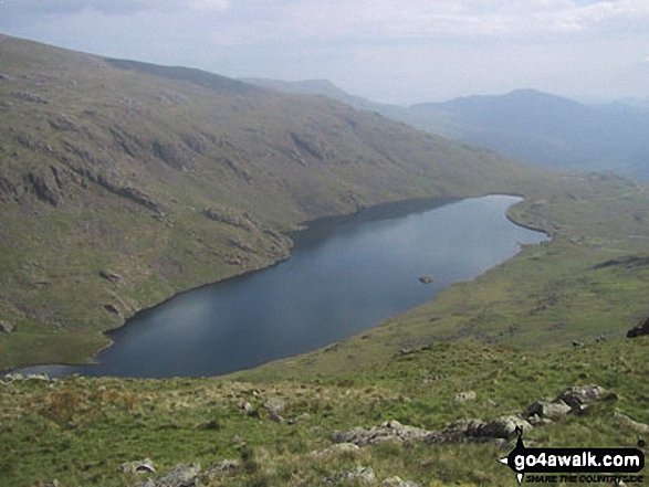 Walk c179 The Seathwaite Round from Seathwaite, Duddon Valley - Seathwaite Tarn from (the lower slopes of) Grey Friar