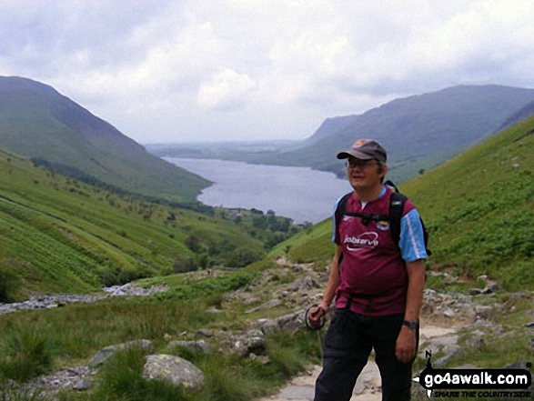 Walk c111 Scafell Pike from Wasdale Head, Wast Water - Climbing Scafell Pike via the Brown Tongue path with Illgill Head (left), Wast Water and Middle Fell (Wasdale) (right) in the background