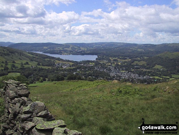 Lake Windermere and Ambleside from the lower slopes of Snarker Pike