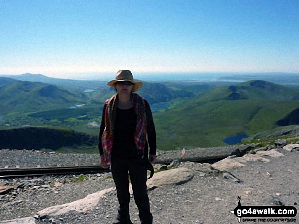 Walk gw140 Snowdon via The Rhyd-Ddu Path - My wife Donna near the top of Mount Snowdon