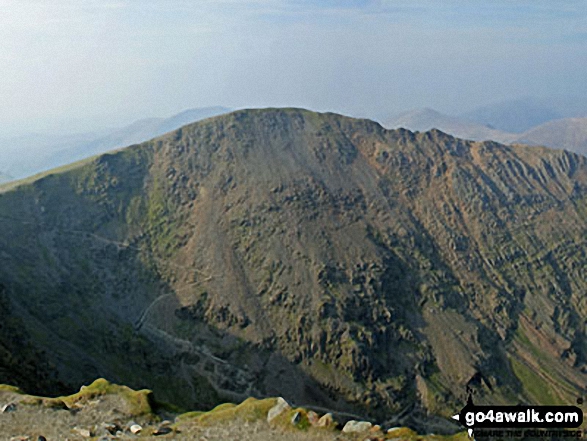 Walk gw117 Snowdon and Yr Aran via The Watkin Path from Bathania, Nantgwynant - Garnedd Ugain (Crib y Ddysgl) - The 2nd highest mountain in England and Wales from the highest - Mount Snowdon (Yr Wyddfa)