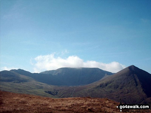 Striding Edge, (left), Helvellyn and Catstye Cam (right) from Birkhouse Moor 