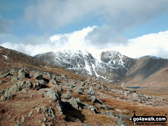 Walk c220 Helvellyn via Striding Edge from Glenridding - Helvellyn from Hole-in-the-Wall at the start of Striding Edge