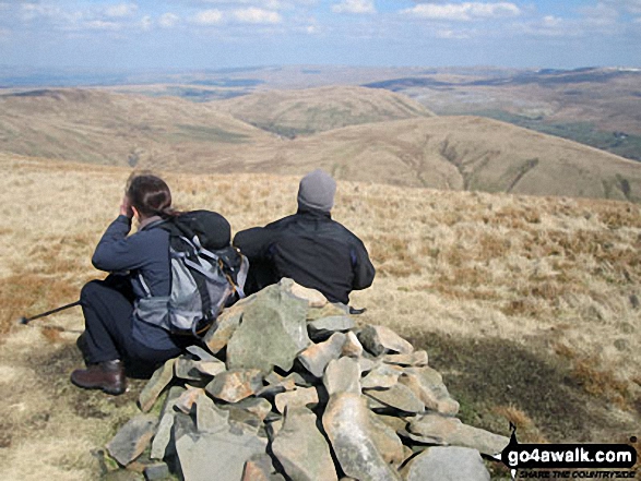 Walk c336 Calders, The Calf and Yarlside via Cautley Spout from The Cross Keys - On Yarlside summit