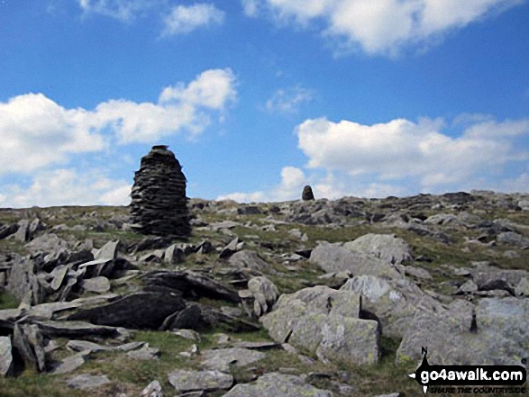 Walk c362 Branstree and High Street from Mardale Head - Stone Beacons on the summit of Branstree