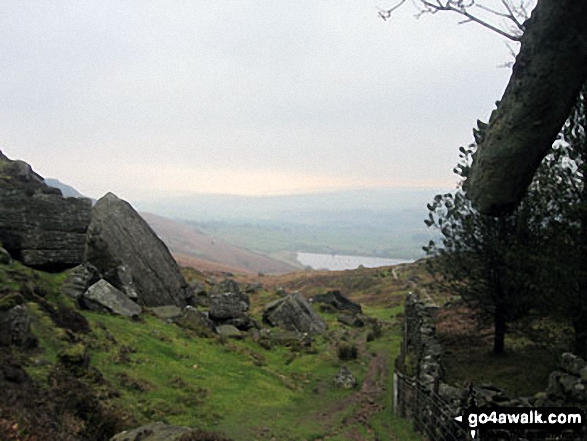 Walk ny124 Rylstone Fell, Cracoe Fell, Thorpe Fell Top and Embsay Moor from Embsay - Embsay reservoir from Crookrise Crag Top