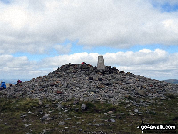 Windy Gyle summit cairn and trig point