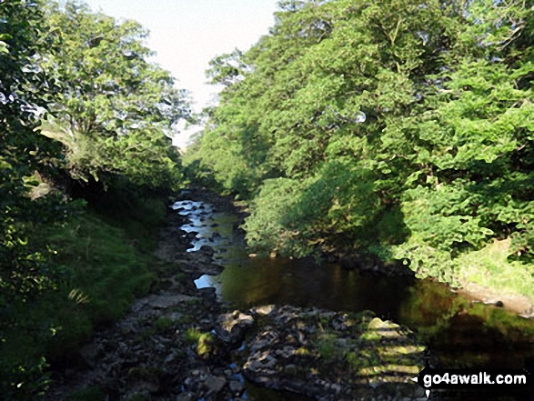 Walk c336 Calders, The Calf and Yarlside via Cautley Spout from The Cross Keys - The River Rawthey behind The Cross Keys near Sedburgh