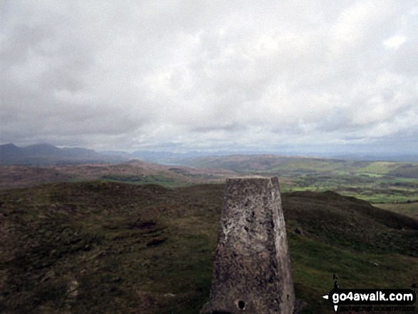 Summit Trig Point on Burney (Great Burney)  with Coniston Water in the distance